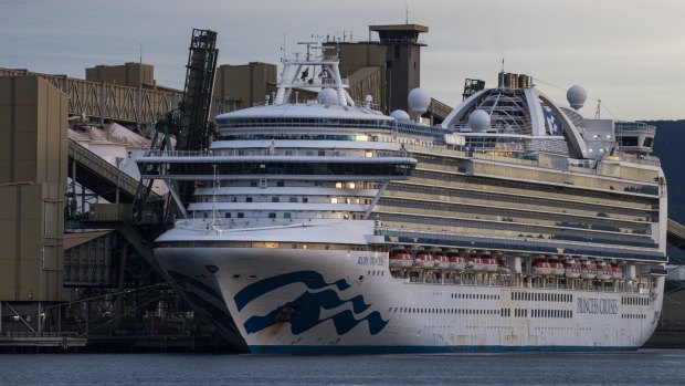 The Ruby Princess docked in Port Kembla on Thursday.