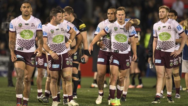 Eventful season: Manly players, pictured at Pepper Stadium last weekend. 