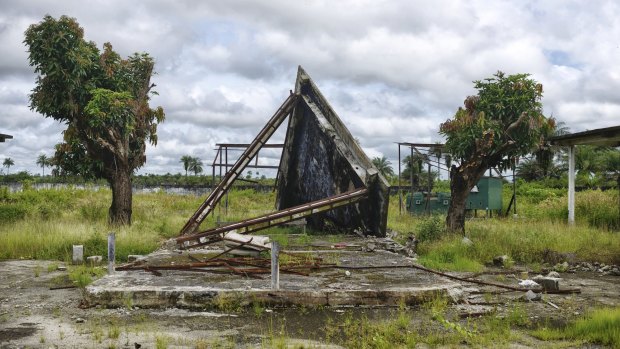 The now-abandoned crematorium where bodies were burned during the Ebola crisis in Marshall, Liberia.
