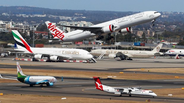 Planes at Sydney Airport. There are now 54,519 flights between Sydney and Melbourne's airports annually.