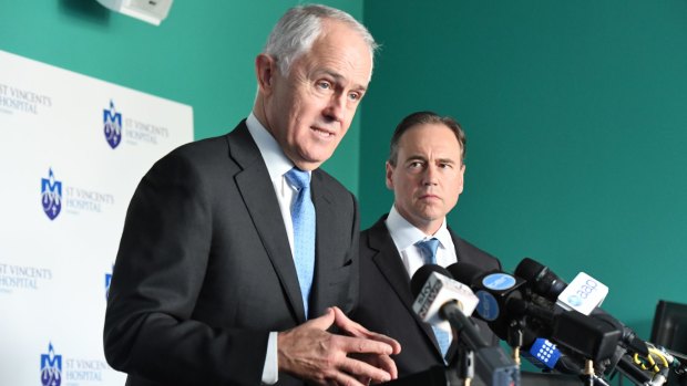 Prime Minister Malcolm Turnbull with Health Minister Greg Hunt on Friday.