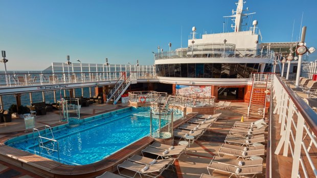 The pool aboard Cunard's Queen Elizabeth.
