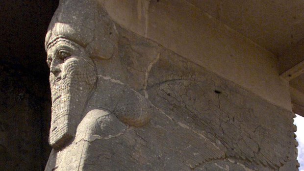 One of the winged bulls of Nimrud now lost forever.