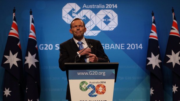 Prime Minister Tony Abbott during a press conference at the conclusion of the G20 leader's summit.