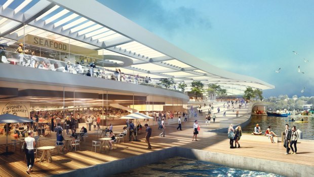 An artist's impression of the  Danish-designed building that will house the new Sydney Fish Market. 