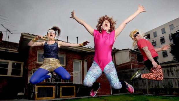 Bringing out the kid in you. (L-R) Leana Rose, Dara Simkin and Kane White get into some 80s dancing, just one of the workshops being offered at a   summer Camp for adults in Victoria. 