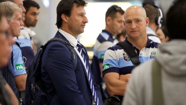 Unhappy return: Laurie Daley at Sydney Airport on Thursday.
