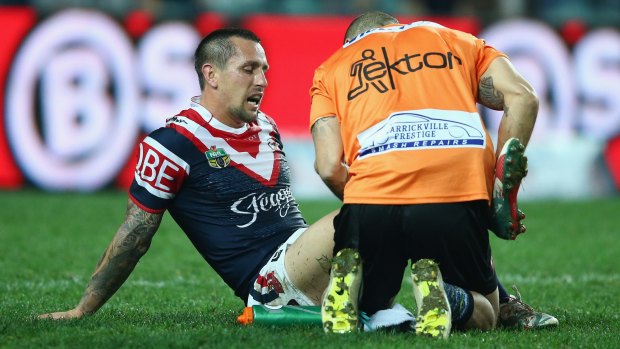 Hamstrung: Roosters halfback Mitchell Pearce.