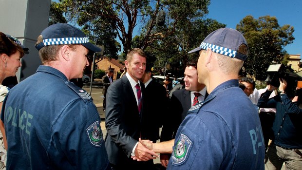'We are coming after you': NSW Premier Mike Baird was at Granville police station to announce tough new rules to combat organised crime.