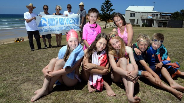 Local residents from the "Surfcoast Aquatic And Health Centre Action Group" at Torquay beach. 