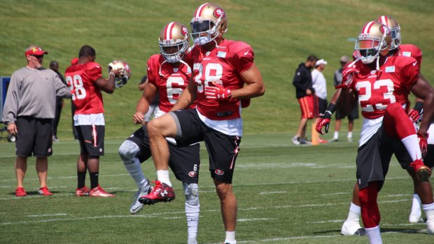 In the spotlight: Hayne at training on Thursday. 