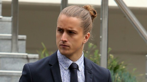 Witness: Christopher Anderson outside Wollongong District Court.