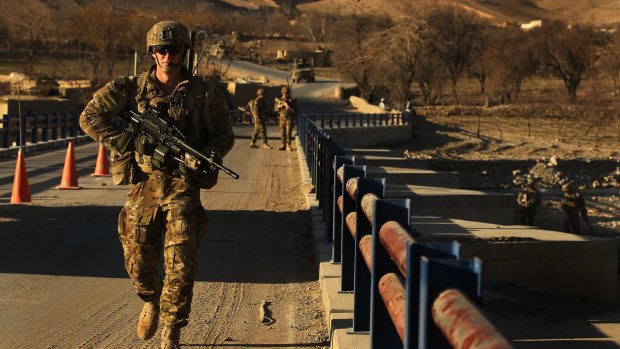 Australian soldiers patrol and in Oruzgan Province, Afghanistan, in 2013.