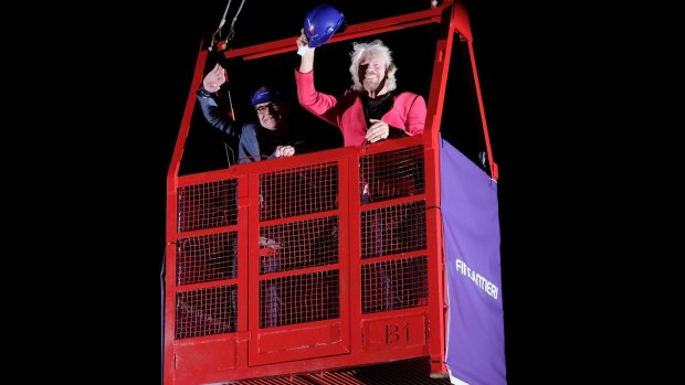 Richard Branson, right, and the president and CEO of Virgin Voyages Tom McAlpin during a launch event last year.