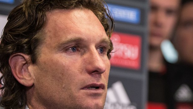 James Hird shed a tear at a press conference in August as he announced he was stepping down as coach of Essondon. 