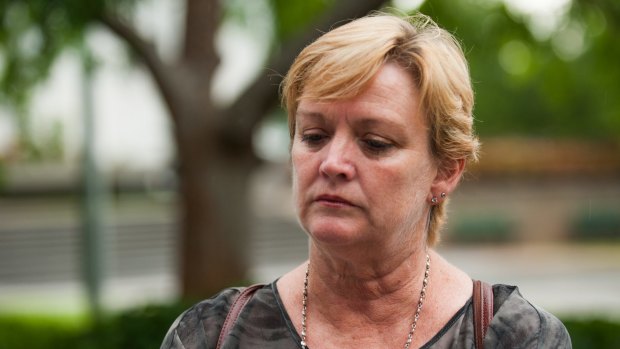 Fiona Vickery outside the ACT Supreme Court after Canberra Contractors was sentenced over her husband's death. 