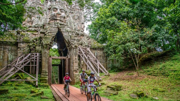 Cycling through Angkor Wat.