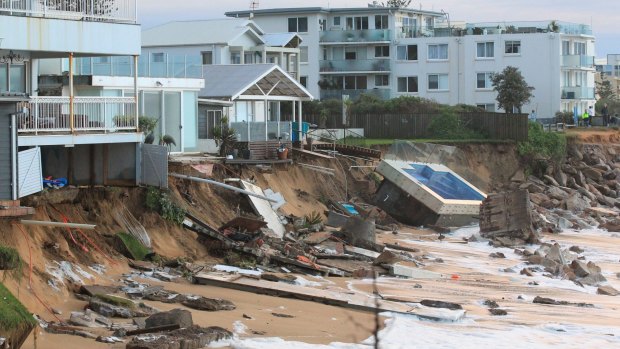 After the big storm, houses at Collaroy Beach front.