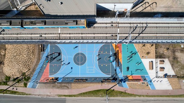 An overhead view of the new Skyrail and play spaces below designed by ASPECT Studios.