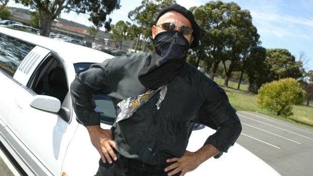 Chris Binse stands outside Goulburn maximum security jail after serving 13 years and being released in 2005.