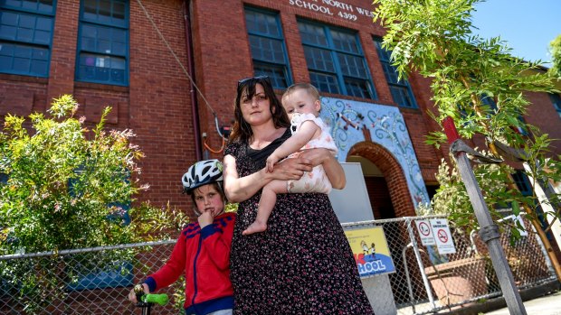 Sara Mckenzie with son Wesley, who has chickenpox despite being vaccinated, and daughter June.