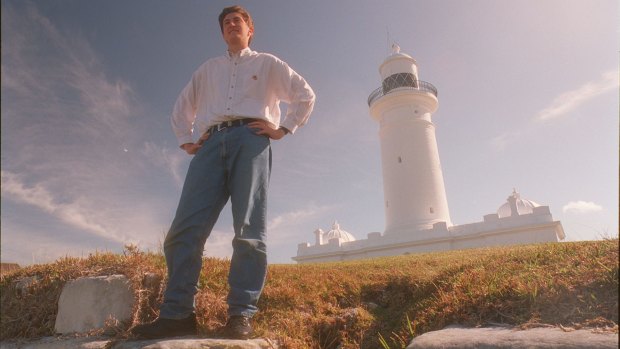 A younger Mr Lesser, pictured at the Macquarie lighthouse, lost his father to suicide when he was 20 years old.