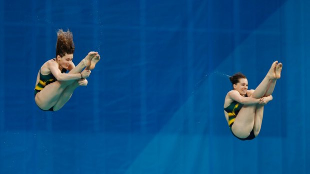 Maddison Keeney and Anabelle Smith of Australia compete in the synchronised diving 3m springboard final in Rio on Sunday.