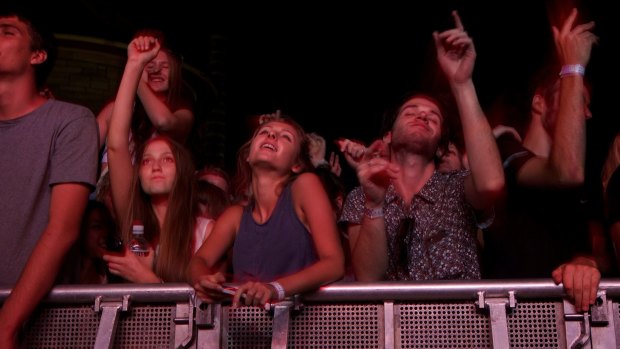 Crowds watch Jamie xx perform at the Laneway Music Festival in Balmain.