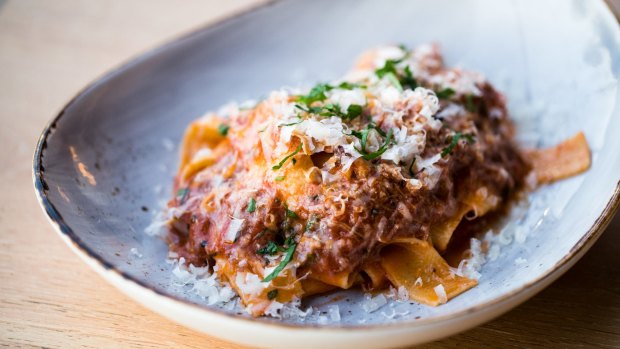 Pappardelle with lamb shoulder and pecorino.