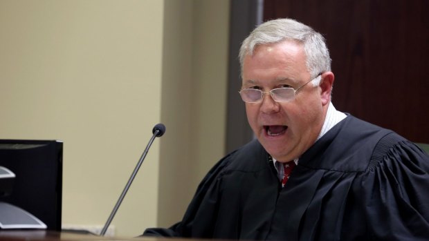 Judge James Gosnell speaks during a bond hearing for Dylann Storm Roof at a court in North Charleston.