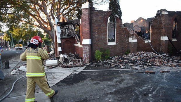 Three firefighters were injured in a fire at the Macedonian Orthodox Church of the Resurrection in Rockdale.