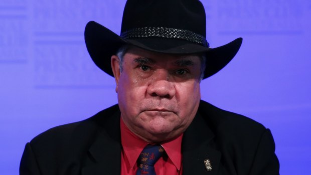 Mick Dodson addresses the National Press Club on Wednesday.
