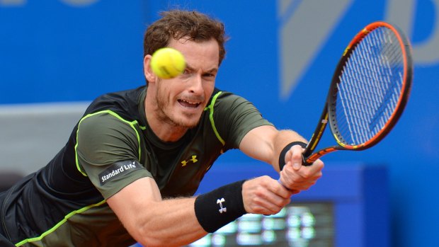 Andy Murray returns service to Germany's Philipp Kohlschreiber during the Munich Open final on Monday.