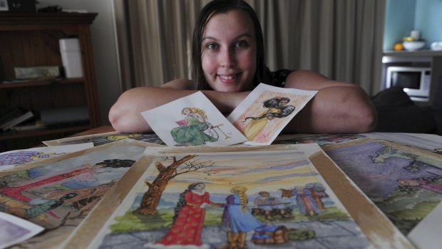Canberra illustrator Erin-Claire Barrow with characters from her feminist fairytales.

