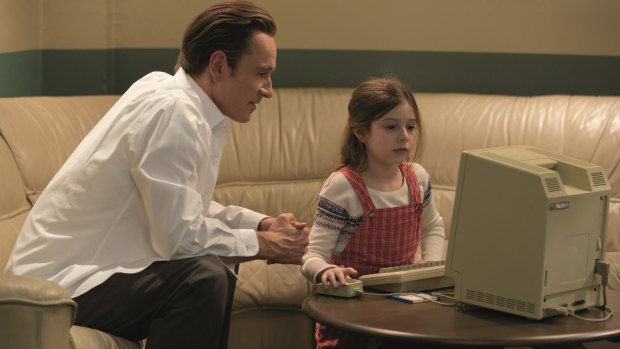 Michael Fassbender as Steve Jobs with his daughter.