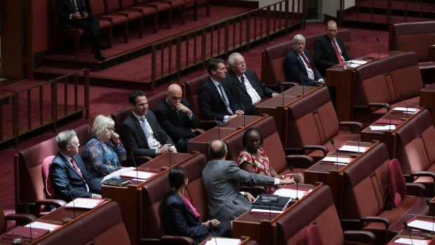 Senators voting against the Marriage Amendment Bill during the vote in the Senate on Wednesday.