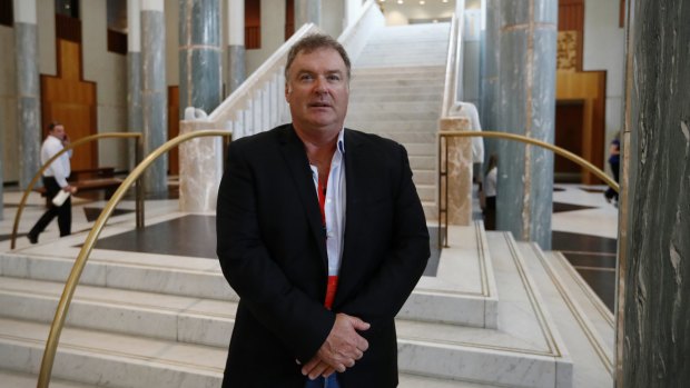 Rod Culleton in the marble foyer of Parliament House on Tuesday.