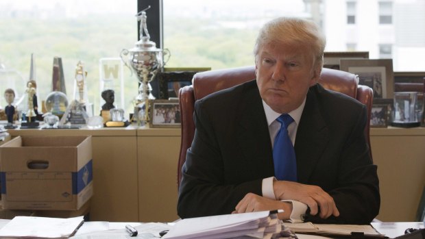 Republican presidential candidate Donald Trump in his office at Trump Tower in New York on May 10.