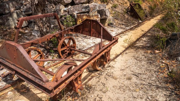 Abandoned mining equipment can still be seen at the quarry. 