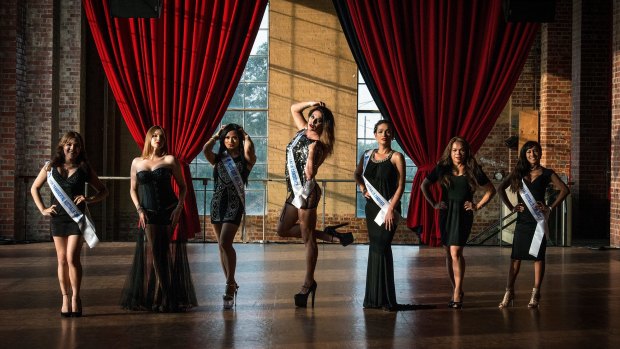 Miss Gay and Miss Transsexual Australia contestants (from left) Dee, J.O, Kristina, Honey, Talissa, Gayzha and Barbie who will compete in the pageant on January 30.