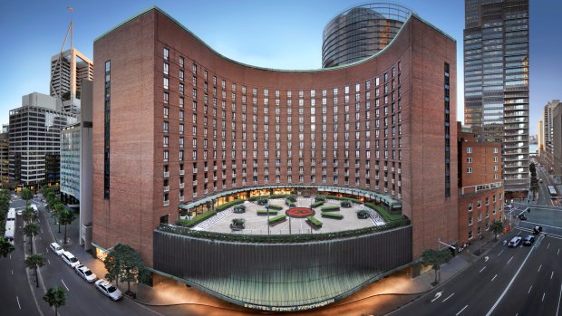 Originally opened in 1966, the Sofitel Sydney Wentworth is a large building featuring a striking curved tower that surrounds a large courtyard.