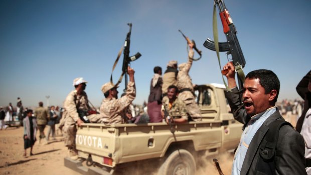 Tribesmen loyal to Houthi rebels in January.