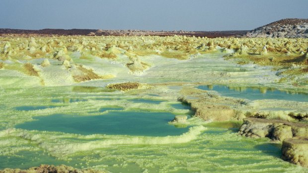 The Dallol sulphur fields in the Danakil Depression.