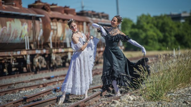 Canberra ballerina Lana Jones (left) and Queanbeyan ballerina Dimity Azoury share the lead role in the Australian Ballet's new production 'The Merry Widow'.