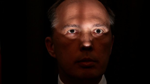 The image of Immigration Minister Peter Dutton.
