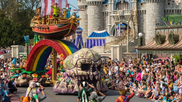 Stories and characters from Fantasyland come to life in the Disney Festival of Fantasy Parade. 