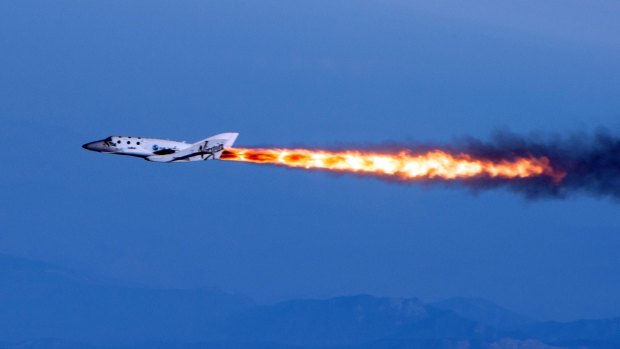 SpaceShipTwo during a flight in April.