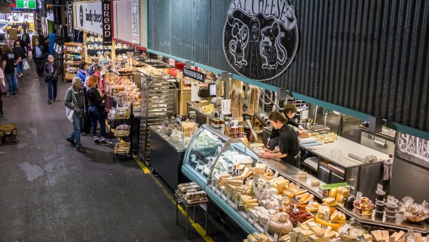 A cheese shop in the Adelaide Central Market, Australia.