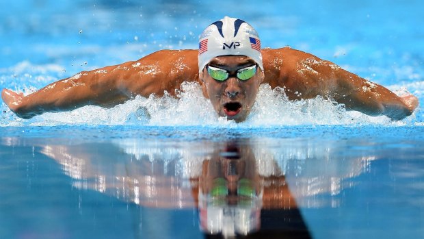 Powering home: Michael Phelps does his thing in Omaha.