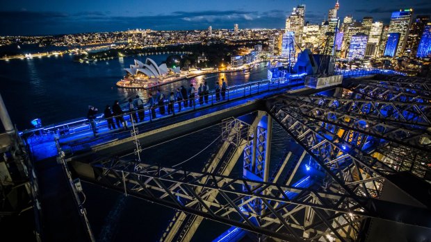 Bridge Climb participants will soak up the colour during Vivid Sydney 2016.